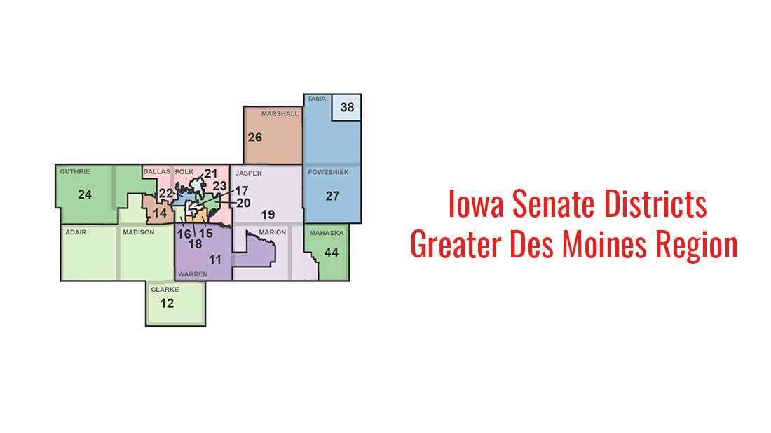 A map of The Partnership's Footprint in relation to the Iowa Senate Districts